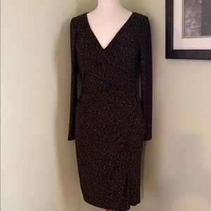 Ralph Lauren Black Dress with Rust Print - Long Sleeve Wrap